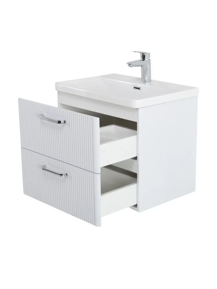 Мебель для ванной комнаты BelBagno Due 60 ручки хром полированный, bianco lucido