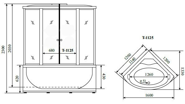 Душевой бокс Timo Standart T-1125