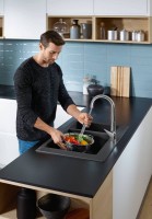 Комплект Смеситель Hansgrohe Talis M51 73851000 хром + Фартук черный