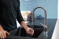Комплект Смеситель Hansgrohe Talis M51 73851000 хром + Фартук черный