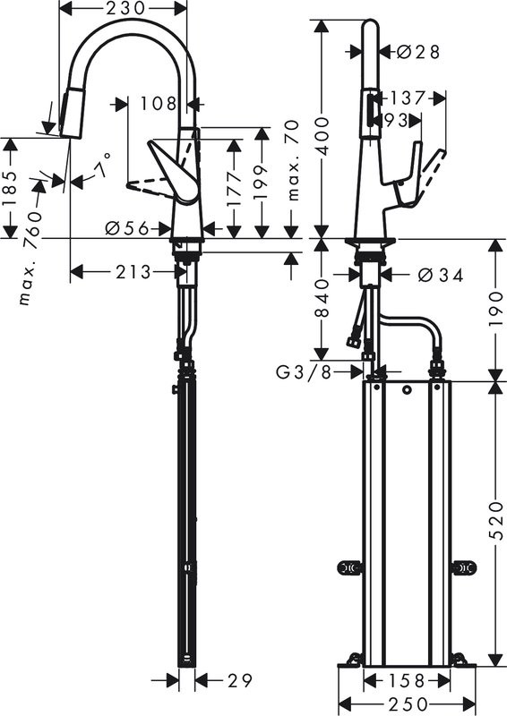 Комплект Смеситель Hansgrohe Talis M51 73851000 хром + Фартук черный