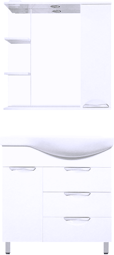 Мебель для ванной комнаты Style Line Жасмин 82 L белая, с бельевой корзиной