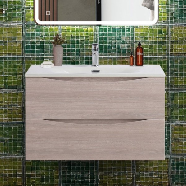 Тумба с раковиной BelBagno Marino-cer-n 80 подвесная, rovere grigio