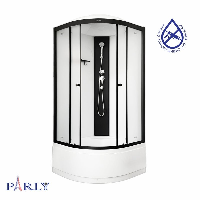 Душевая кабина Parly Bett B921 90х90, с высоким поддоном, профиль матовый черный, стекло матовое