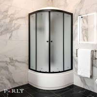 Душевая кабина Parly Bett B921 90х90, с высоким поддоном, профиль матовый черный, стекло матовое