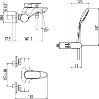 Смеситель для ванны с душем Gattoni H2OMIX 7000 7000070NO nero opaco