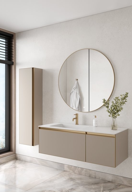 Шкаф-пенал для ванной Armadi Art Quatro daphne, профиль matt gold