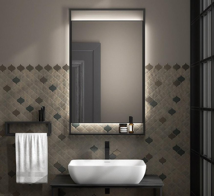 Зеркало KERAMA MARAZZI Plaza Next 60 черное матовое, с подсветкой