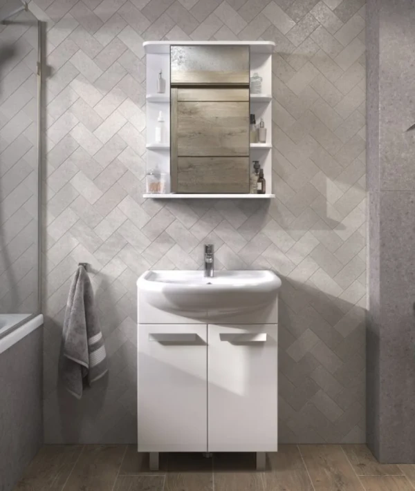 Мебель для ванной комнаты Vigo Hoska 60 2 дверцы, белая, с раковиной Балтика