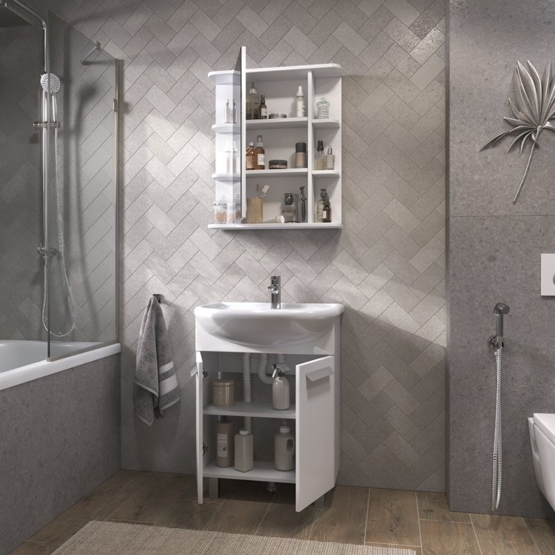 Мебель для ванной комнаты Vigo Hoska 60 2 дверцы, белая, с раковиной Балтика