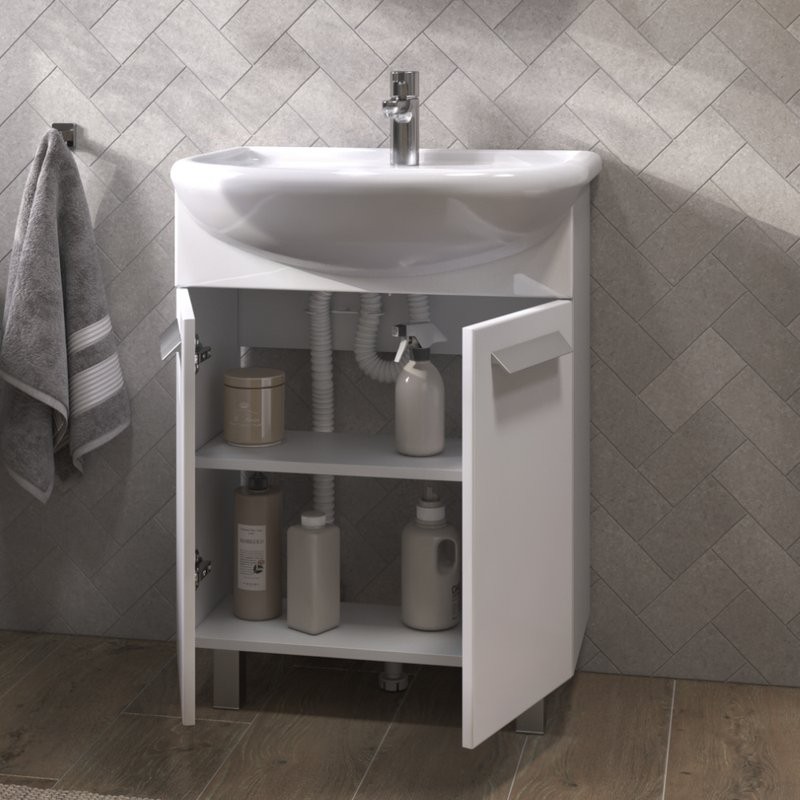 Мебель для ванной комнаты Vigo Hoska 60 2 дверцы, белая, с раковиной Балтика