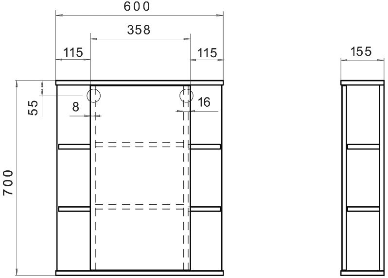 Мебель для ванной комнаты Vigo Hoska 60 2 дверцы, белая, с раковиной Балтика