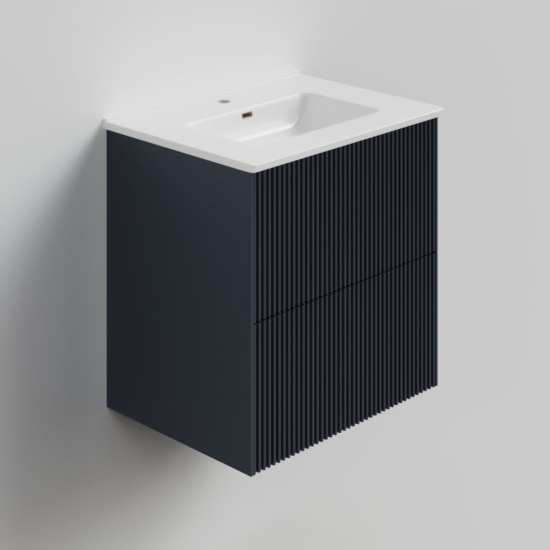 Тумба с раковиной La Fenice Terra Twin 60 подвесная, blu grigio, раковина Slim Line 60 см