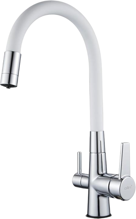 Смеситель для кухни D-lin D159317-3 с гибким изливом, хром, белый