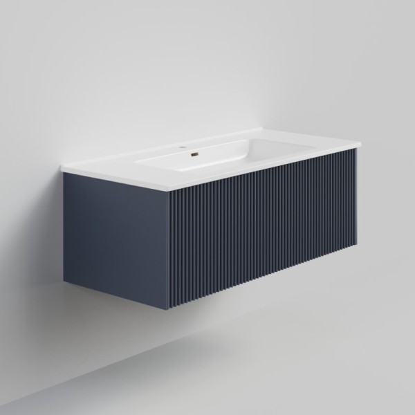 Тумба с раковиной La Fenice Terra 100 подвесная, blu grigio, раковина Slim Line 100 см