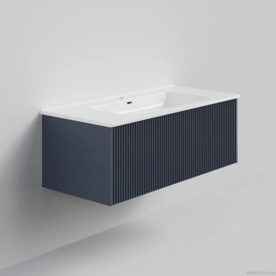 Тумба с раковиной La Fenice Terra 100 подвесная, blu grigio, раковина Slim Line 100 см
