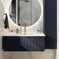 Тумба с раковиной La Fenice Terra 100 подвесная, blu grigio, раковина Slim Line 100 см