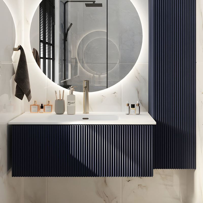Тумба с раковиной La Fenice Terra 100 подвесная, blu grigio, раковина Slim Line 100 см