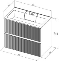 Тумба под раковину без столешницы Aquanet Джейн 80 подвесная, маренго
