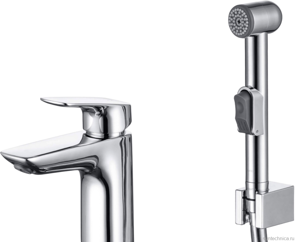 Смеситель для раковины AQUATEK Вега AQ1012CR с гигиеническим душем, хром