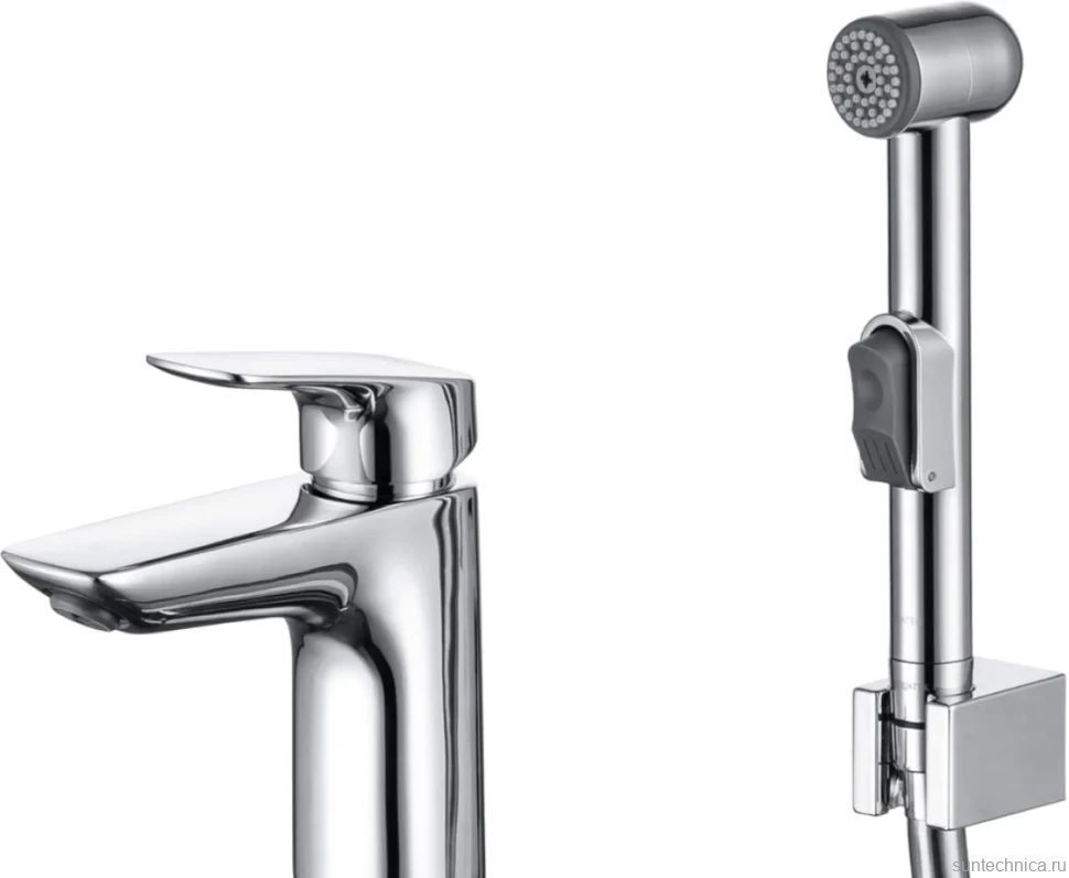 Смеситель для раковины AQUATEK Вега AQ1012CR с гигиеническим душем, хром