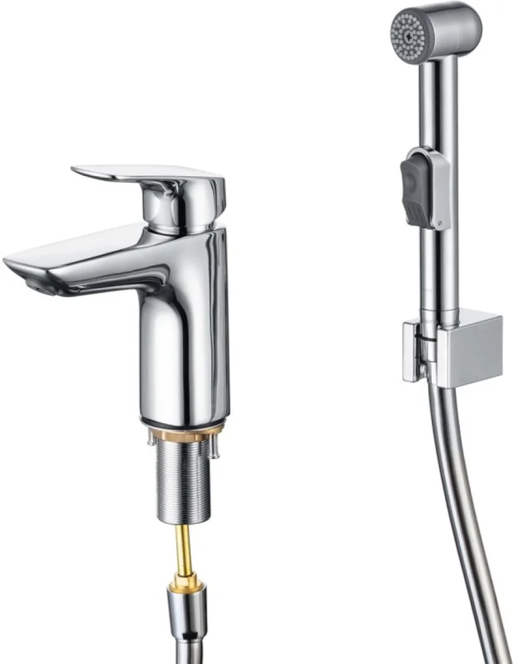 Смеситель для раковины AQUATEK Вега AQ1012CR с гигиеническим душем, хром