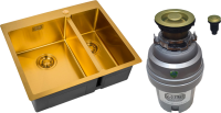 Комплект Мойка Zorg Light ZL R 590-2-510-L BRONZE L, бронза + Измельчитель ZR-75 D BRONZE