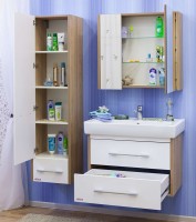Шкаф пенал для ванной Sanflor Ларго 2 L, вяз швейцарский, белый