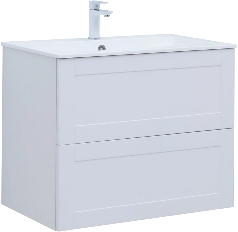 Тумба под раковину без столешницы Aquanet Терра 80 подвесная, белая матовая