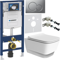 Комплект Унитаз подвесной Boheme Bello 971-MW белый матовый + Крышка 975-MW белая матовая + Инсталляция Geberit Duofix UP 320 111.300.00.5 + Кнопка Sigma 01 115.770.JQ.5 лакированная, матовый хром + Крепления 111.815.00.1 к стене + Звукоизоляция