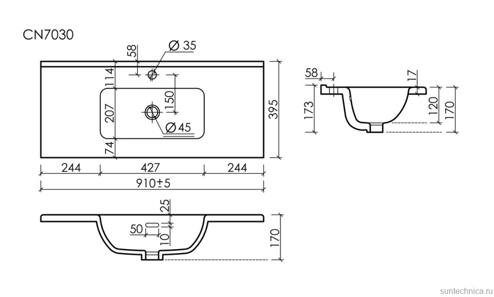 Тумба с раковиной Sancos Snob R 90 Bianco, раковина CN7030