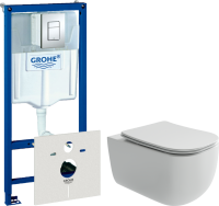 Комплект Унитаз подвесной Ceramicanova Noel CN3013 + Инсталляция Grohe Rapid SL 38772001 3 в 1 с кнопкой смыва + Шумоизоляция 37131000
