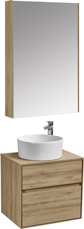 Мебель для ванной комнаты AQUATON Либерти 60 со столешницей дуб эльвезия, раковина Mila 40