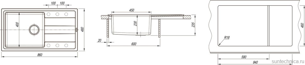 Комплект Мойка Florentina Комби 860 песочная + Измельчитель Bone Crusher BC 910-SL-Slim Line