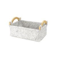 Корзина для белья Wasserkraft Aula WB-110-M серая, прямоугольная, текстиль, дерево