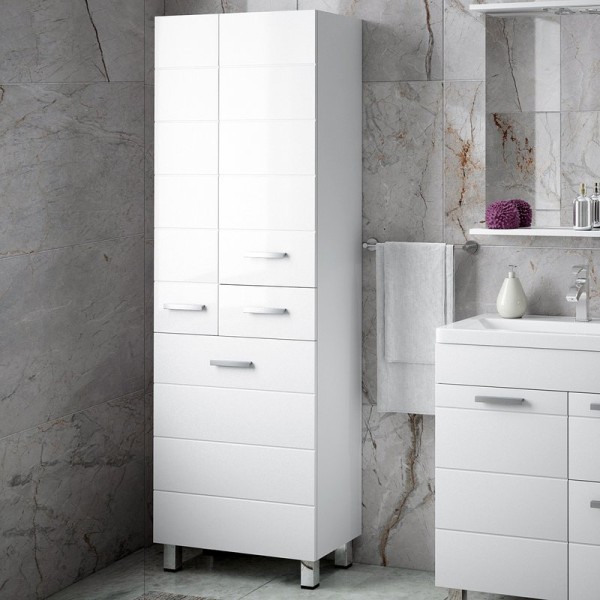 Шкаф-пенал для ванной Corozo Денвер Z1 60 с бельевой корзиной