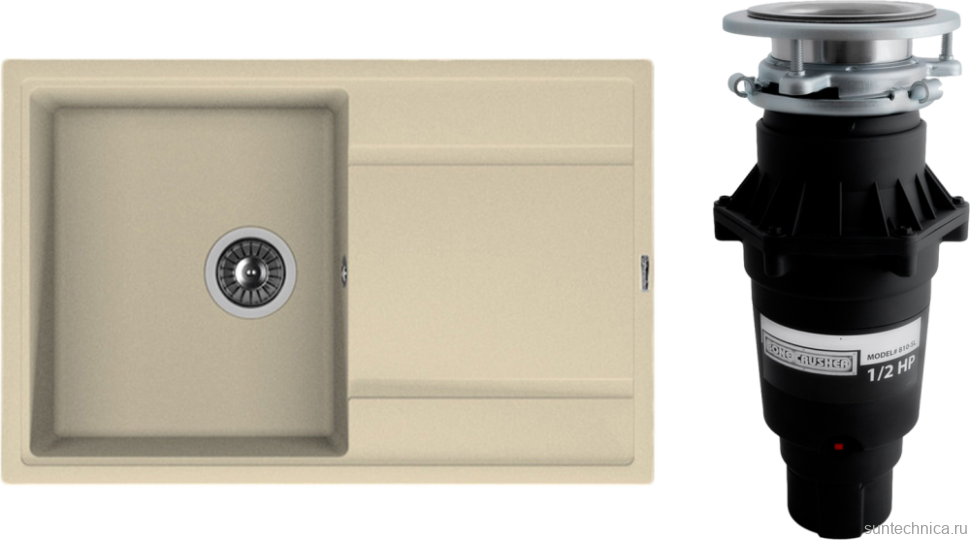 Комплект Мойка Florentina Липси 780 шампань + Измельчитель Bone Crusher BC 810-SL Slim Line