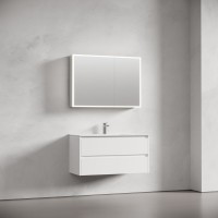 Зеркальный шкаф из алюминия для ванной комнаты Sancos Evoke1000x700х136 мм с LED подсветкой SC80100