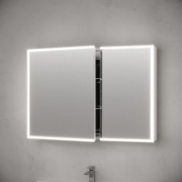 Зеркальный шкаф из алюминия для ванной комнаты Sancos Evoke1000x700х136 мм с LED подсветкой SC80100