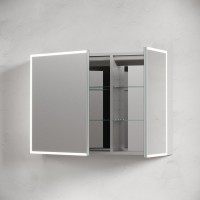 Зеркальный шкаф из алюминия для ванной комнаты Sancos Evoke1000x700х136 мм с LED подсветкой SC80100