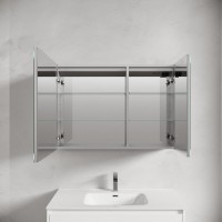 Зеркальный шкаф из алюминия для ванной комнаты Sancos Evoke1000x700х136 мм с LED подсветкой SC80100