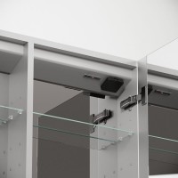 Зеркальный шкаф из алюминия для ванной комнаты Sancos Evoke1000x700х136 мм с LED подсветкой SC80100