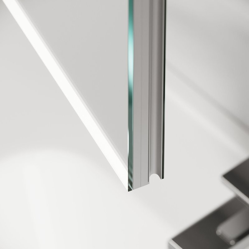 Зеркальный шкаф из алюминия для ванной комнаты Sancos Evoke1000x700х136 мм с LED подсветкой SC80100