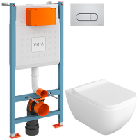 Комплект Унитаз подвесной VitrA Shift 7742B003-0075 белый глянцевый + Крышка DIWO Шифт 0405 быстросъемное, с микролифтом + Инсталляция V-Fix Core 732-5800-01 с кнопкой смыва Root R 740-2280 хром