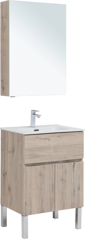 Мебель для ванной комнаты Aquanet Алвита 60 напольная, дуб веллингтон белый