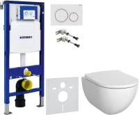 Комплект Унитаз подвесной Geberit Acanto + Крышка + Крепления Duofix 111.815.00.1 к стене + Звукоизоляция + Инсталляция UP 320 111.300.00.5 + Кнопка Sigma 20 115.882.11.1 белая