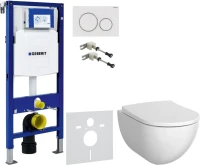 Комплект Унитаз подвесной Geberit Acanto + Крышка + Крепления Duofix 111.815.00.1 к стене + Звукоизоляция + Инсталляция UP 320 111.300.00.5 + Кнопка Sigma 20 115.882.11.1 белая