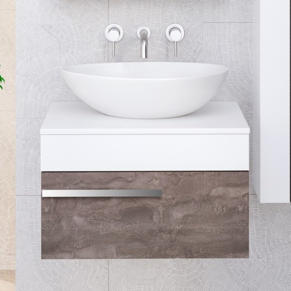 Тумба с раковиной Runo Вудлайн 65 железный камень