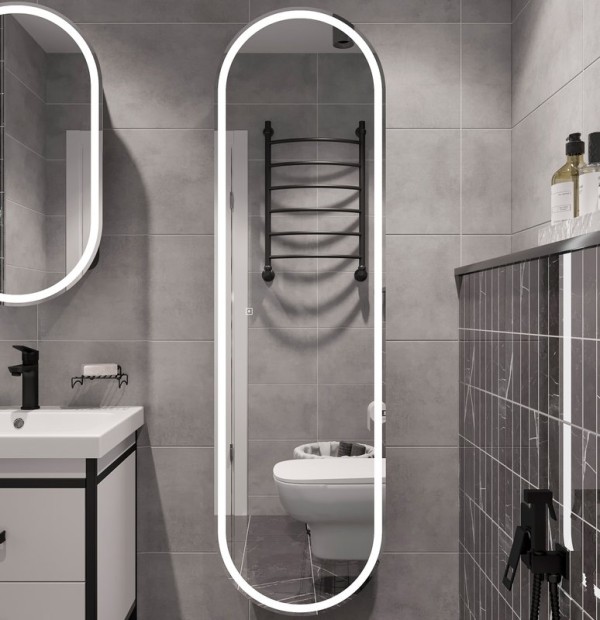 Шкаф пенал для ванной STWORKI Мальмё МВК075 45, с подсветкой, белый