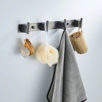 Крючки для ванной и кухни / планка с 4 крючками Shevanik SG5741T, оружейная сталь